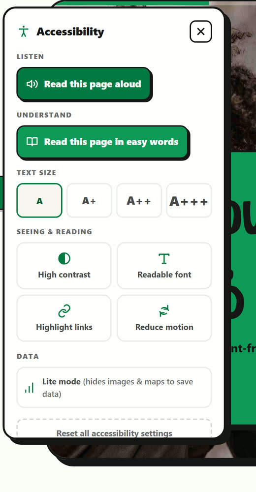 The accessibility controls